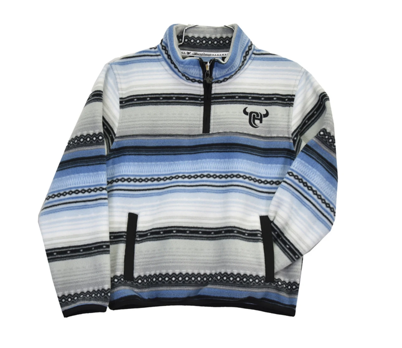 Cowboy Hardware Toddler Boys Blue Serape Print Long Sleeve Fleece Pullover