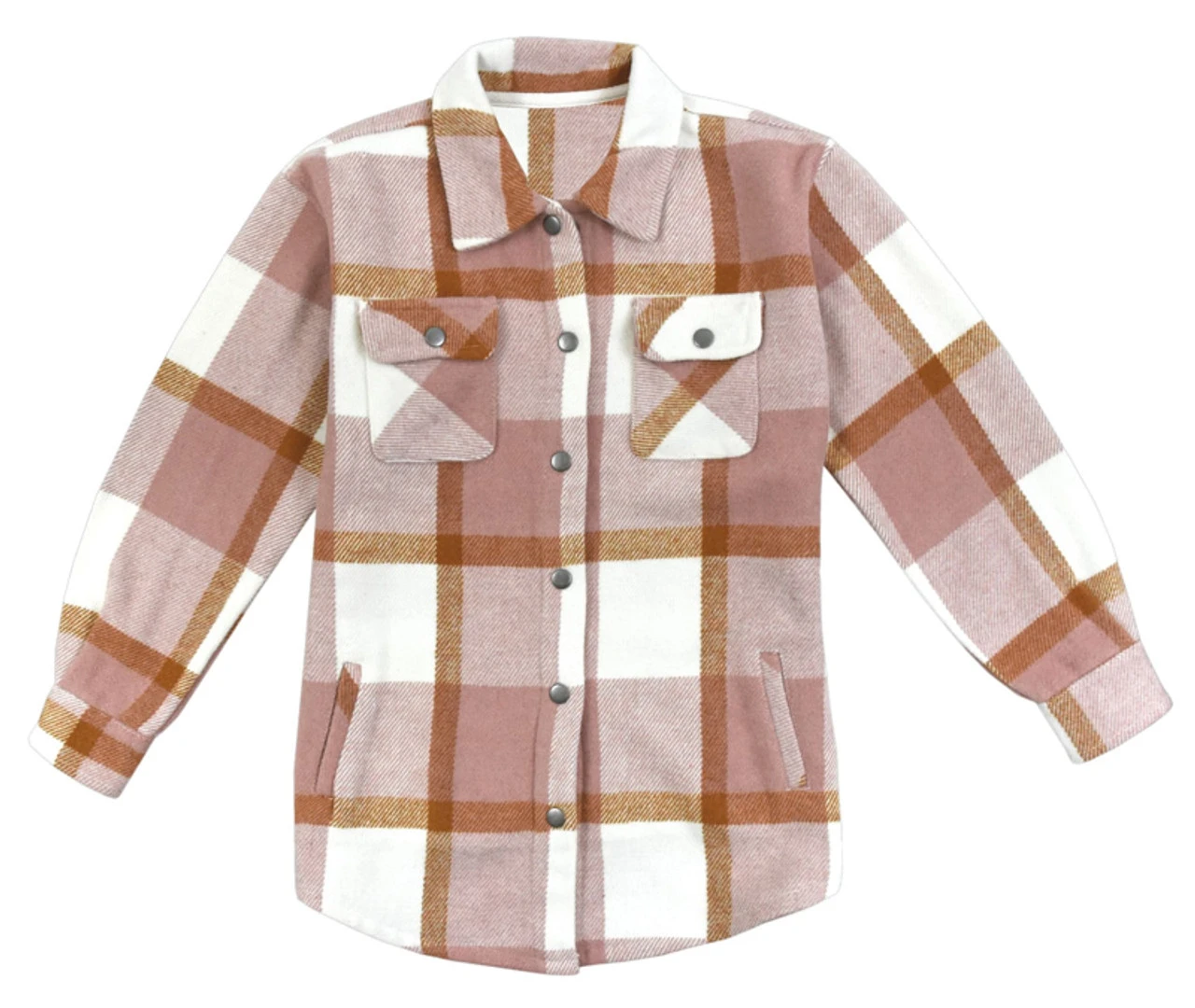 Victory Sportswear Girl's Microfleece Long Sleeve Soft Plaid Flannel Snap Up Shirt Jacket